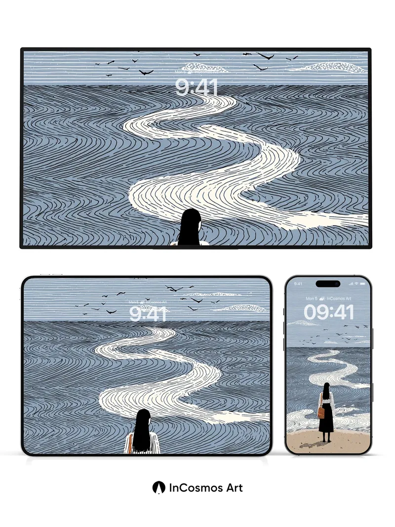 Serenity Wave Wallpaper with Whispering Lines