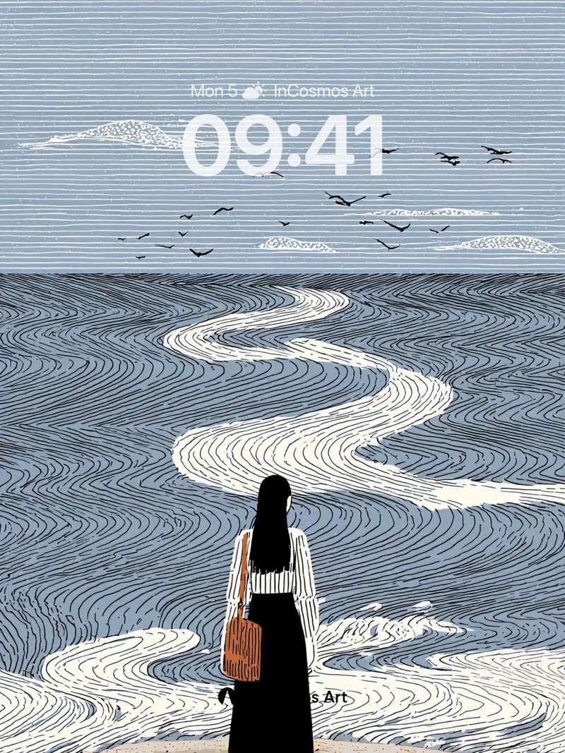 Serenity Wave Wallpaper with Whispering Lines