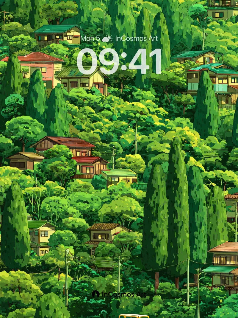 Whispering Pines Wallpaper with Hidden Homes wallpaper for iPhone, iPad & Mac