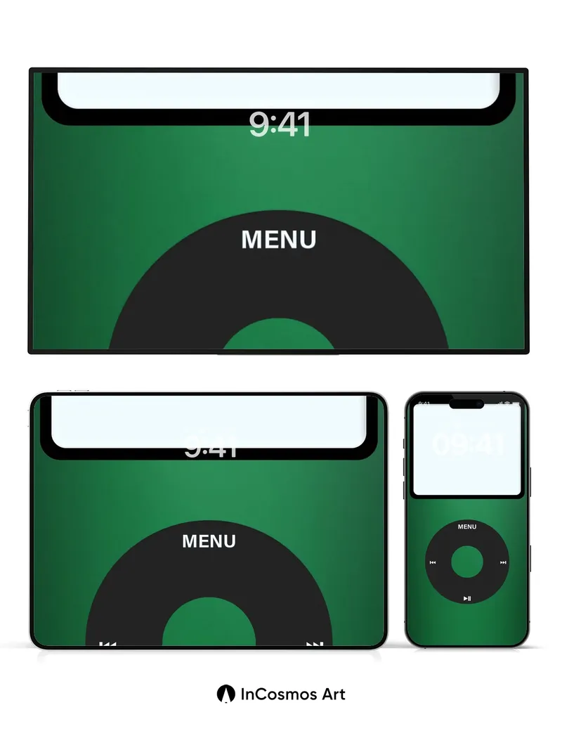 Nostalgic Green Glow Wallpaper with Classic Click Wheel