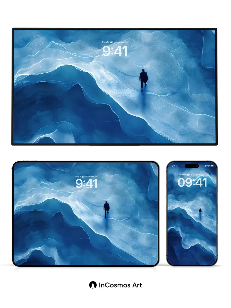 Solitary Blue Abyss Wallpaper with Ethereal Flow