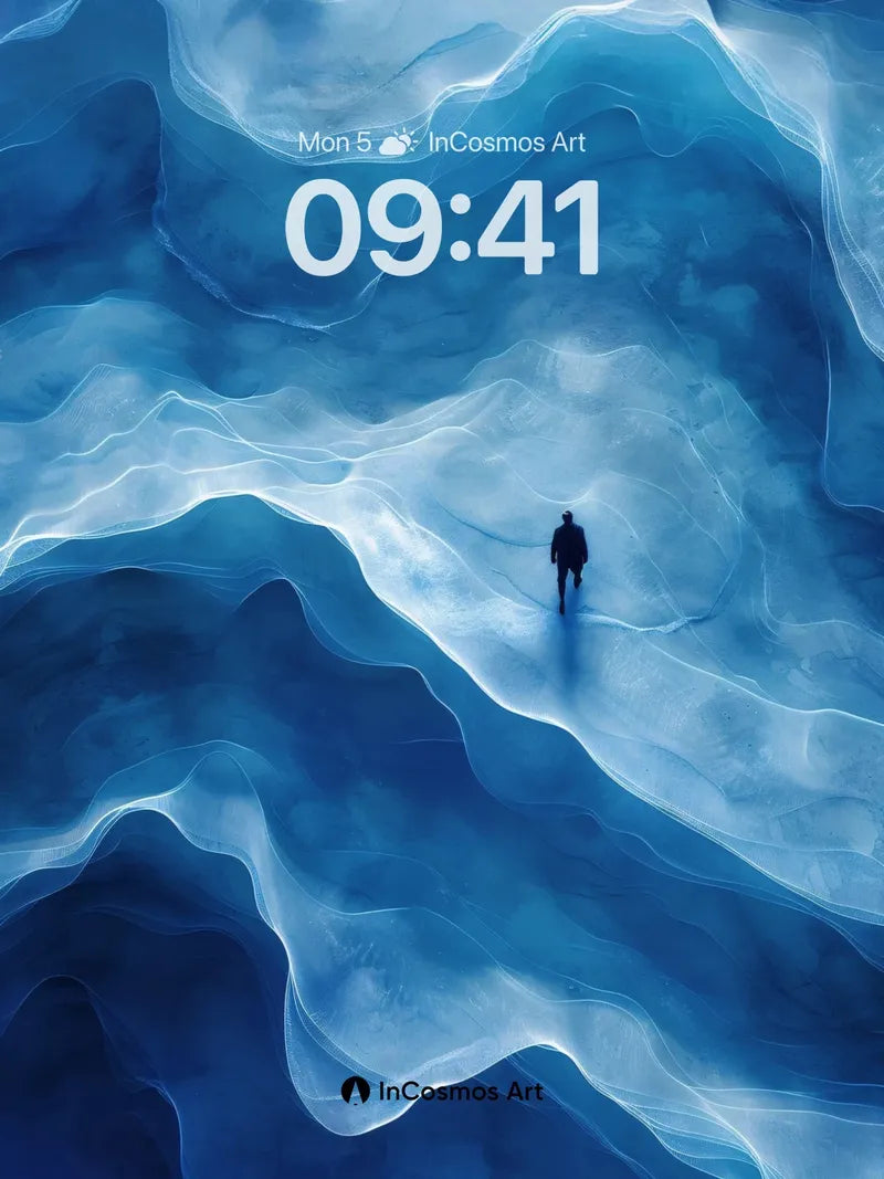 Solitary Blue Abyss Wallpaper with Ethereal Flow
