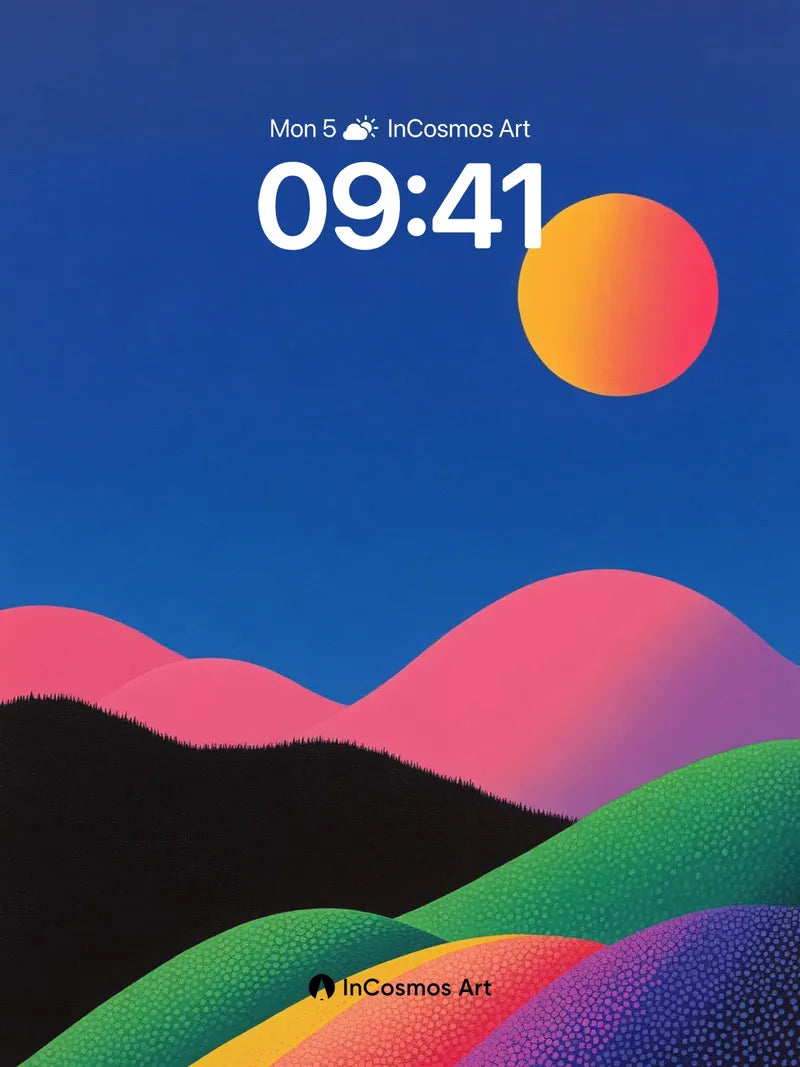 Surreal Horizon Wallpaper with Gradient Hills