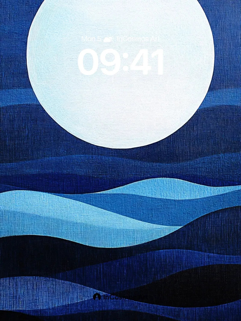 Moonlit Canvas Wallpaper with Textured Waves