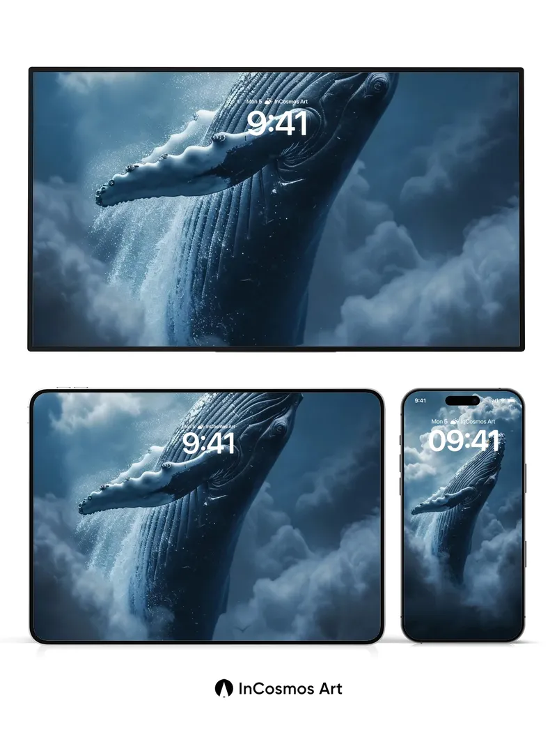 Celestial Whale Wallpaper in Clouded Depths