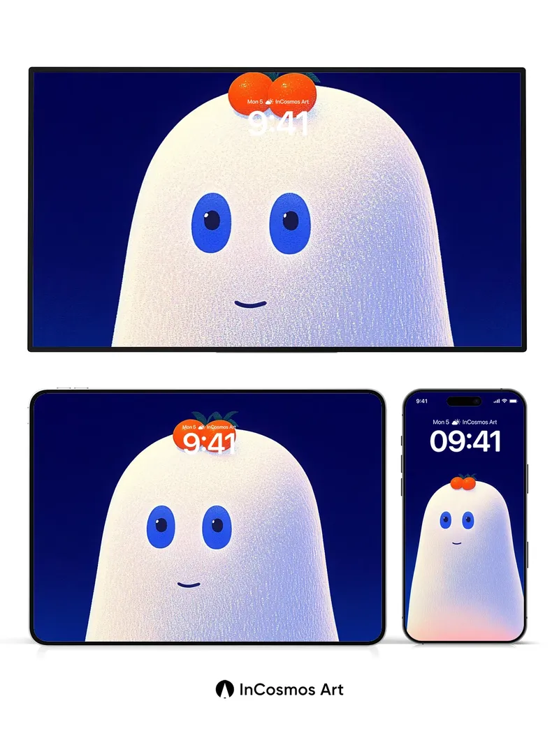 Gentle Ghost Wallpaper with Cherry Crown