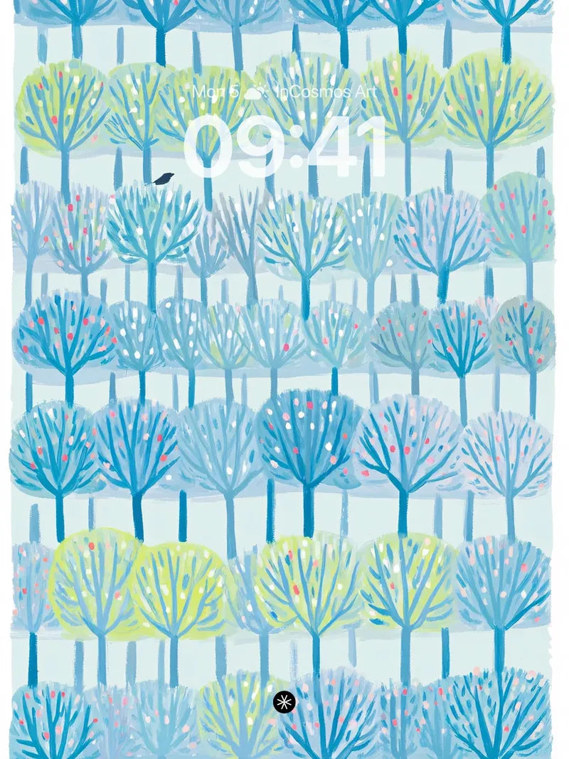 Serene Winter Forest with Mysterious Cat Wallpaper wallpaper for iPhone, iPad & Mac
