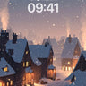 Snowfall Reverie Wallpaper with Warm Chimney Light wallpaper for iPhone, iPad & Mac