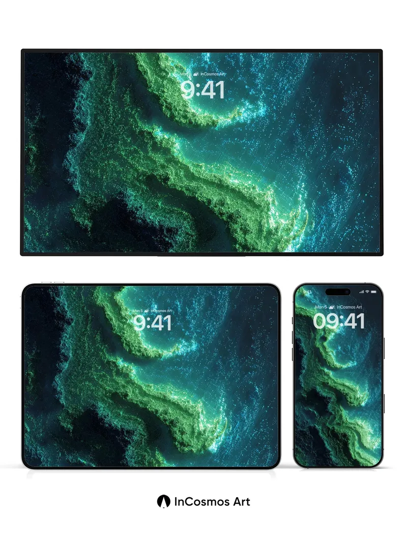 Emerald Current Wallpaper with Living Light