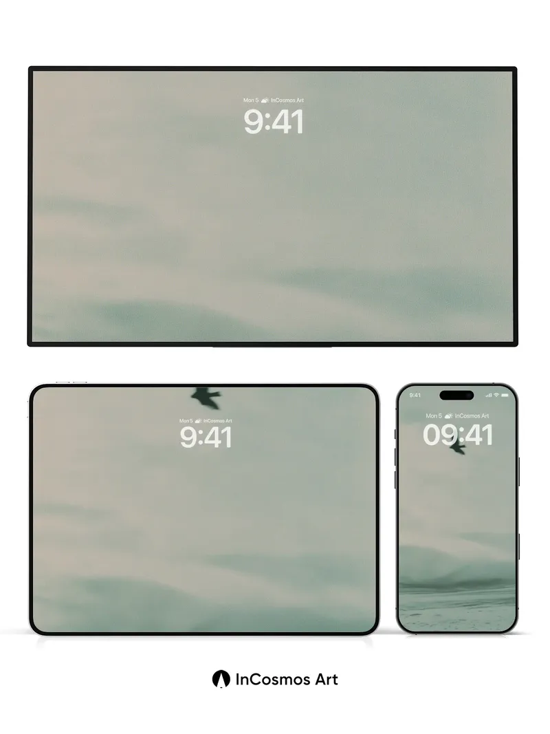 Solitary Flight Wallpaper with Frozen Horizon