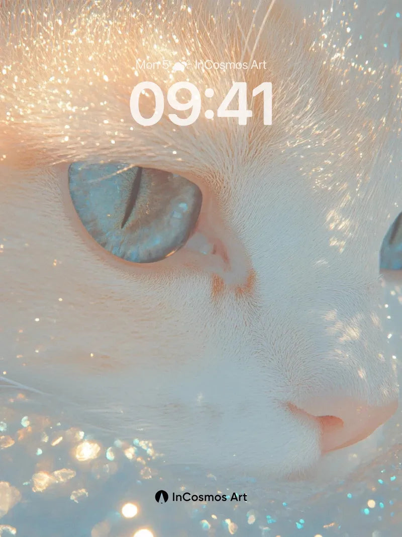 Luminous Feline Wallpaper with Starlight Veil