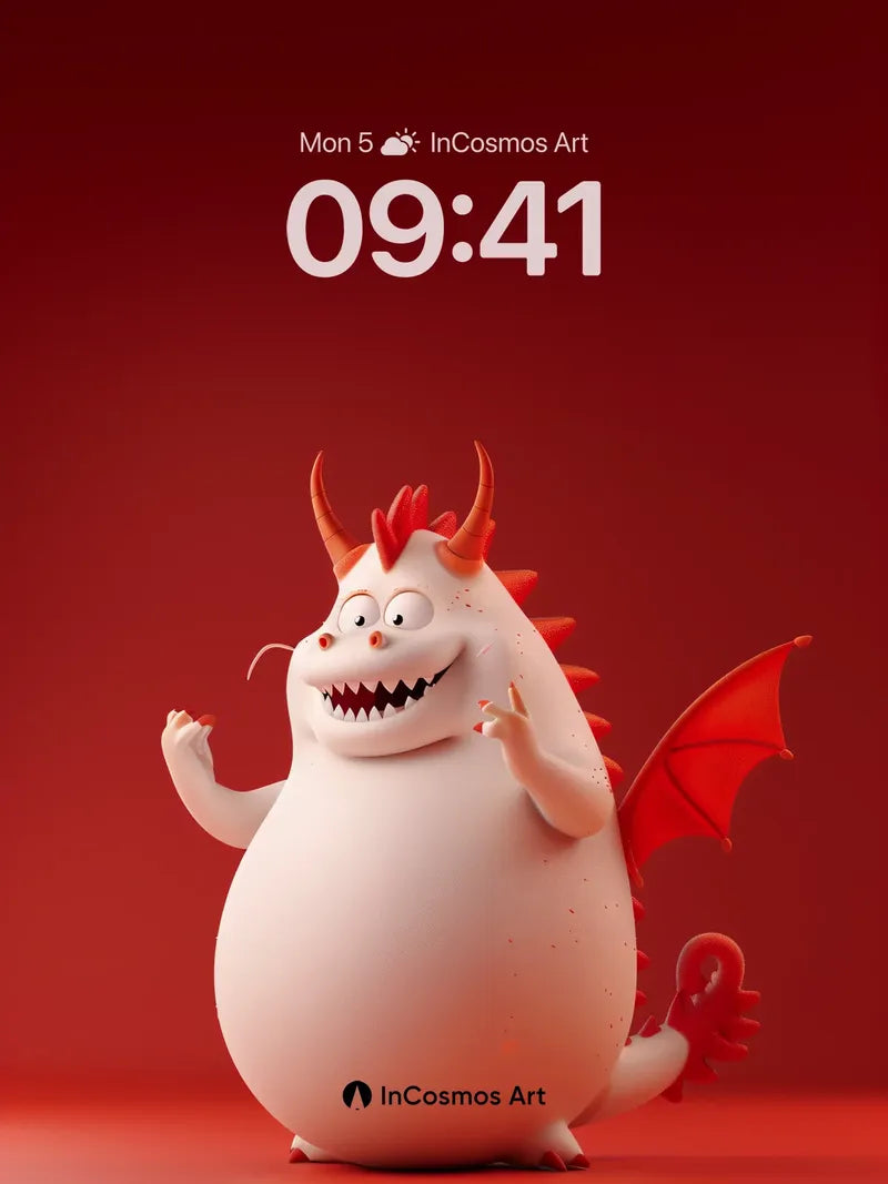Playful Dragon Wallpaper with Velvet Red Aura wallpaper for iPhone, iPad & Mac