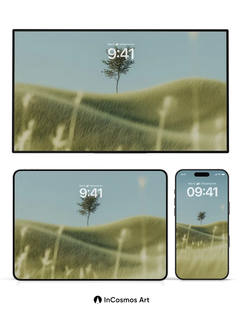 Serenity Ridge Wallpaper with Solitary Tree