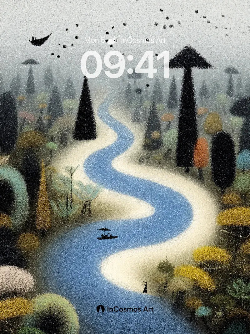 Foggy River Bend Wallpaper with Misty Trees wallpaper for iPhone, iPad & Mac