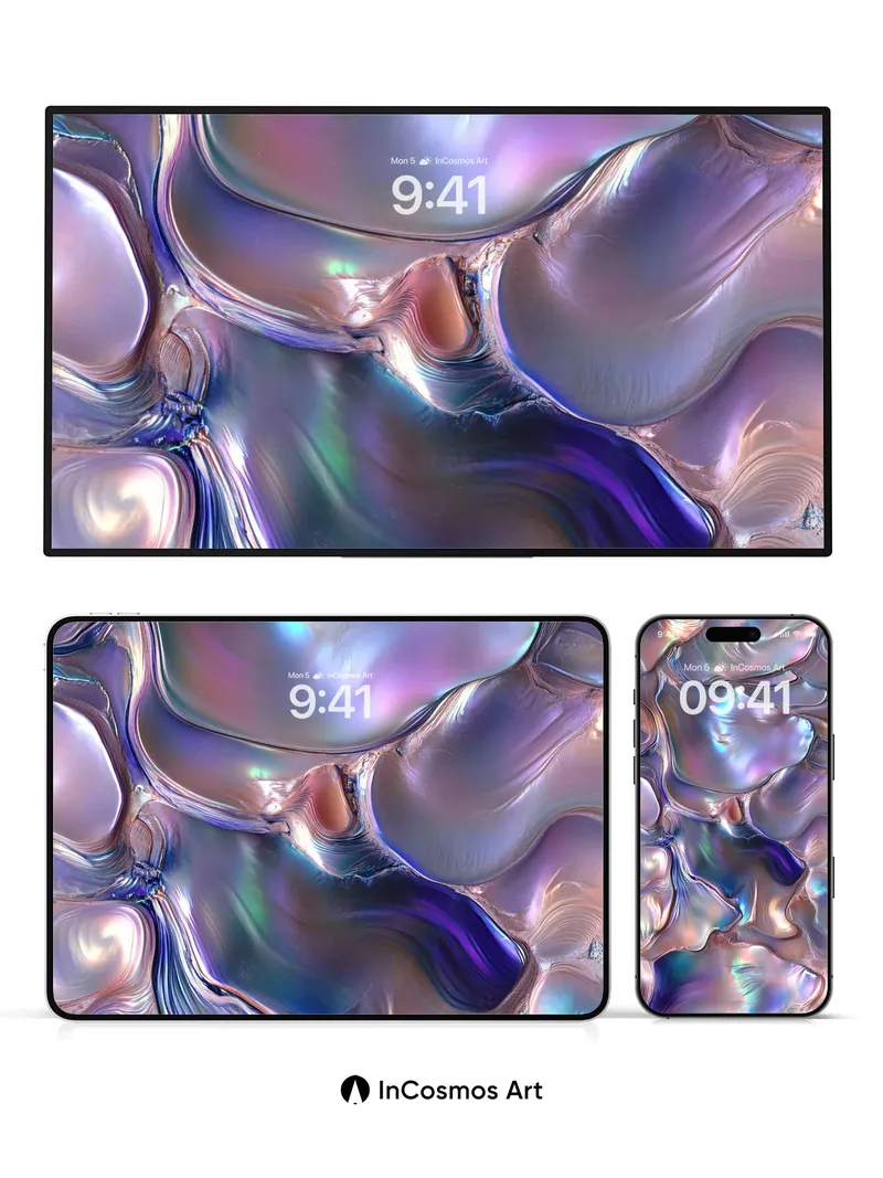 Iridescent Wave Wallpaper with Liquid Light