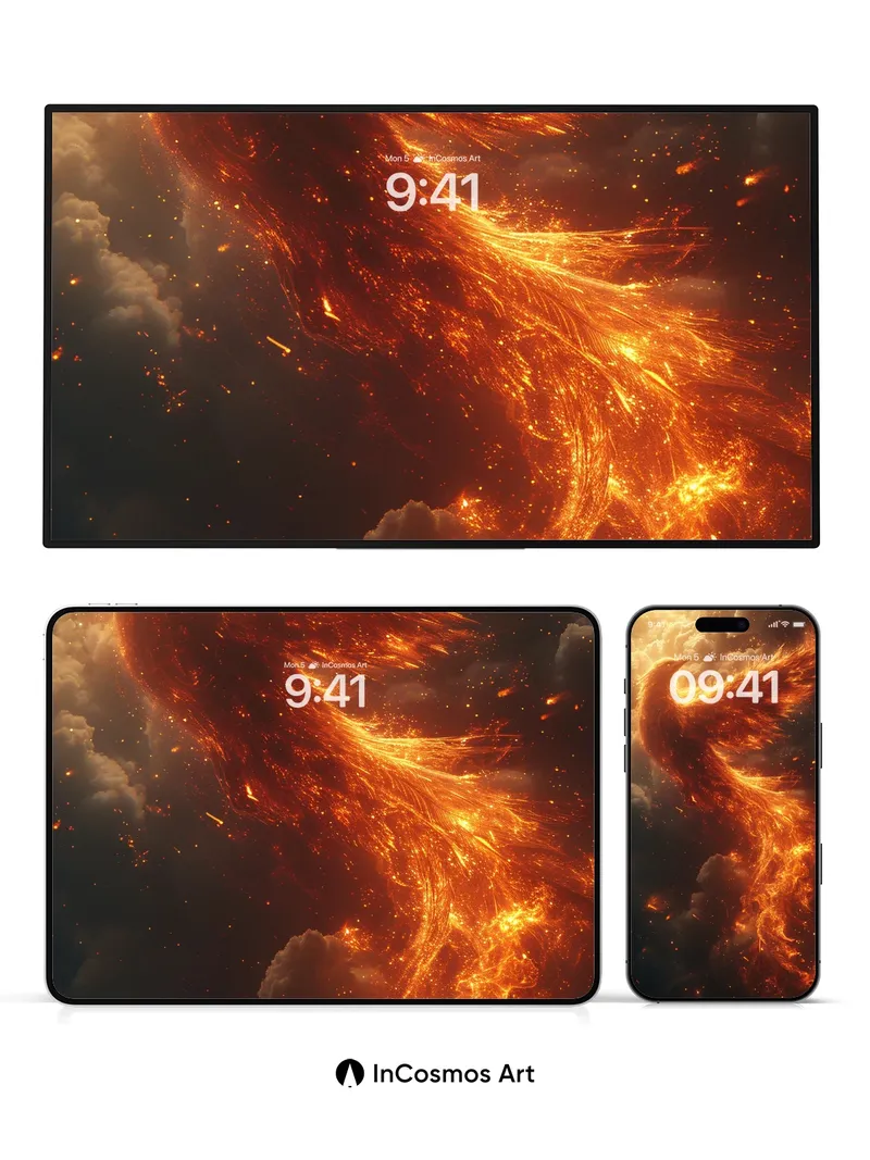 Phoenix Flame Wallpaper with Cosmic Ash