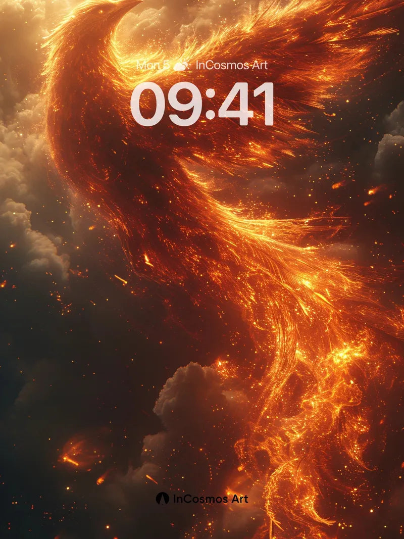 Phoenix Flame Wallpaper with Cosmic Ash