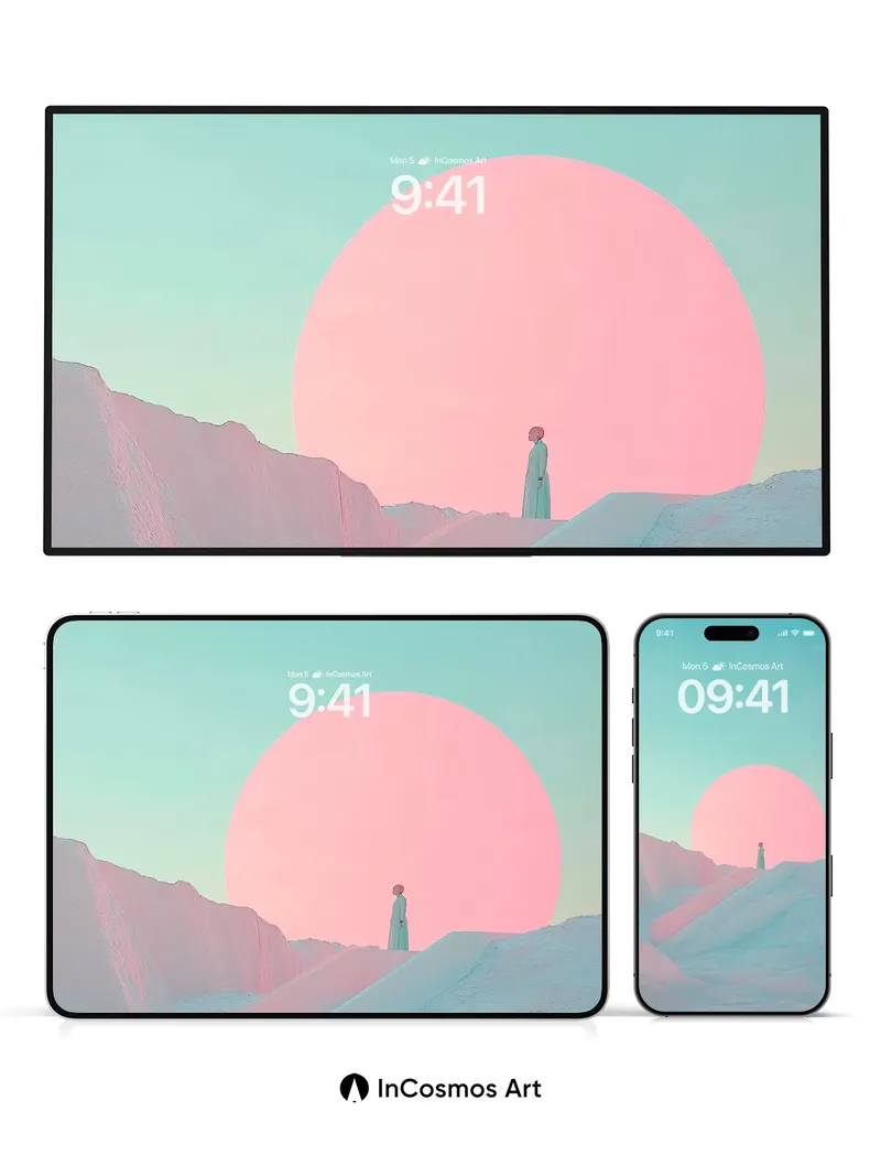 Serenity Sunset Wallpaper with Solitary Figure