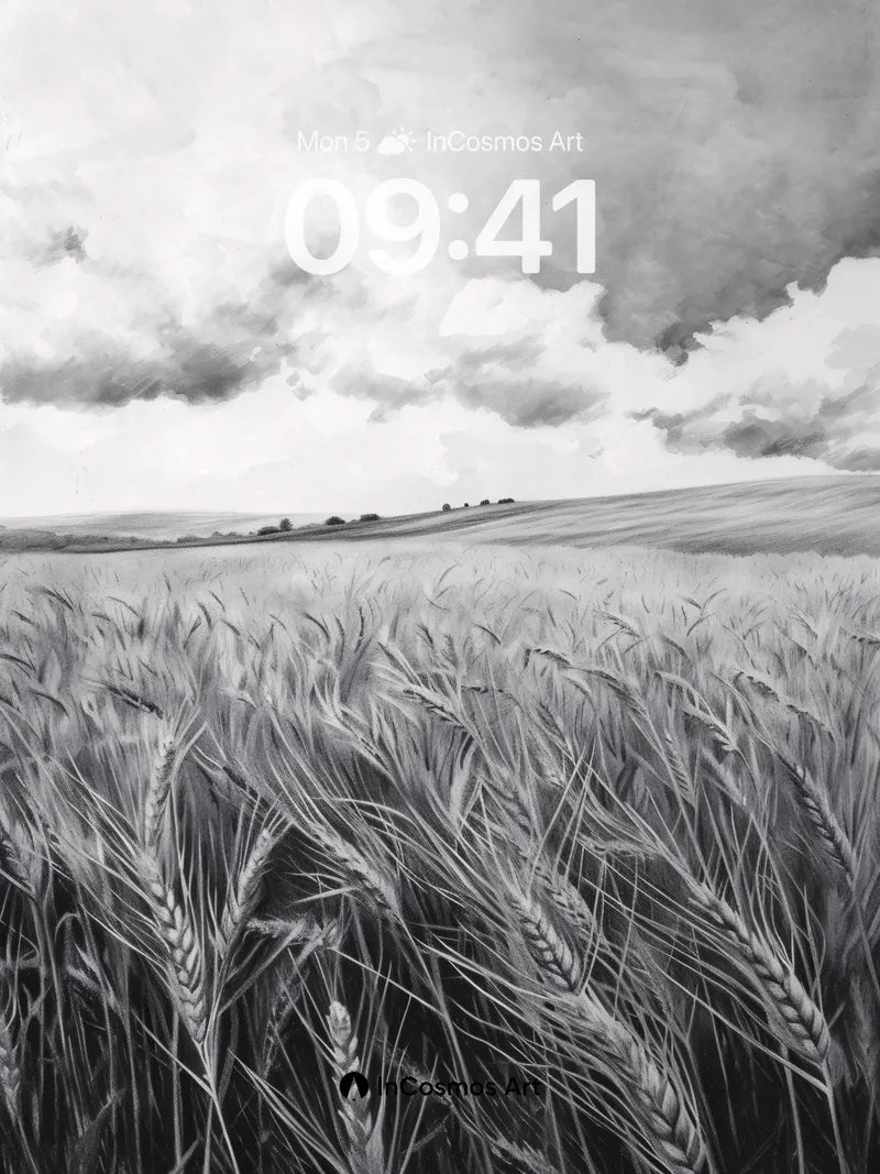 Whispering Wheat Wallpaper in Monochrome Hush