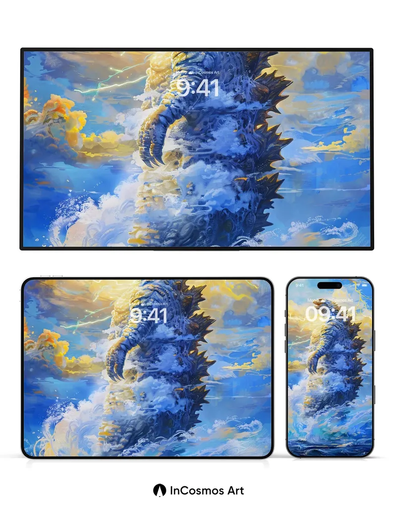 Thunderclaw Skywall Wallpaper with Storm-Scaled Majesty