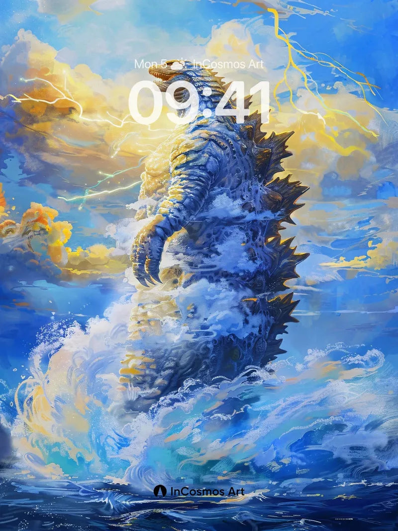Thunderclaw Skywall Wallpaper with Storm-Scaled Majesty