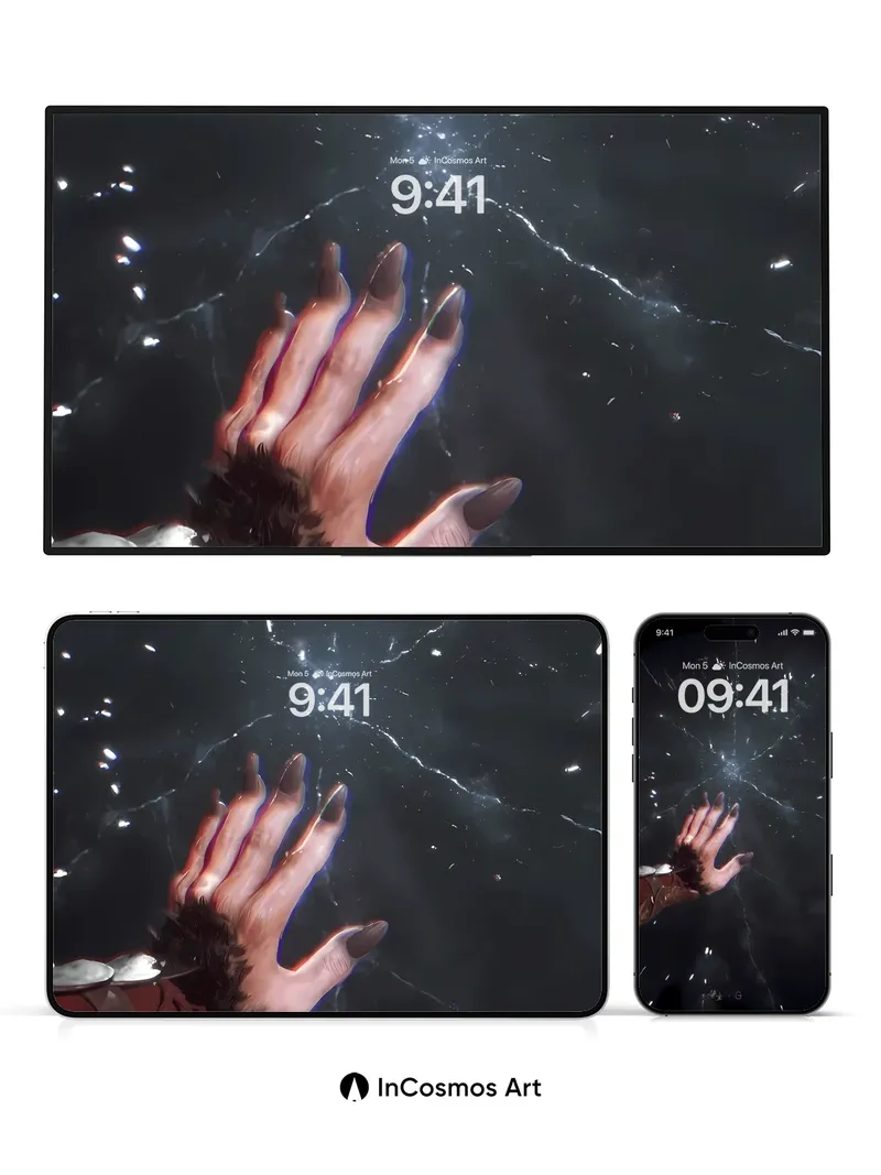 Cracked Cosmos Wallpaper with Fingertip Light