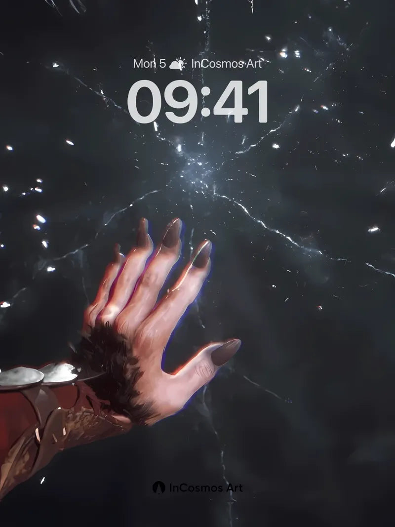 Cracked Cosmos Wallpaper with Fingertip Light