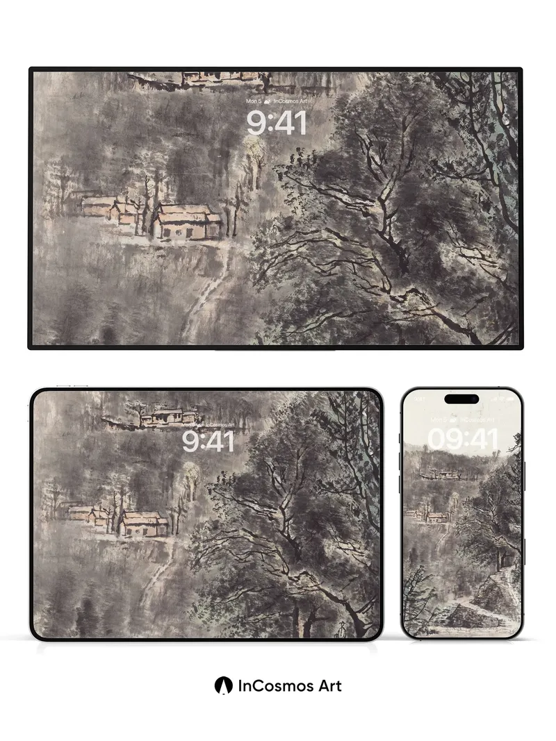 Misty Pathway Wallpaper with Ancient Ink Echoes