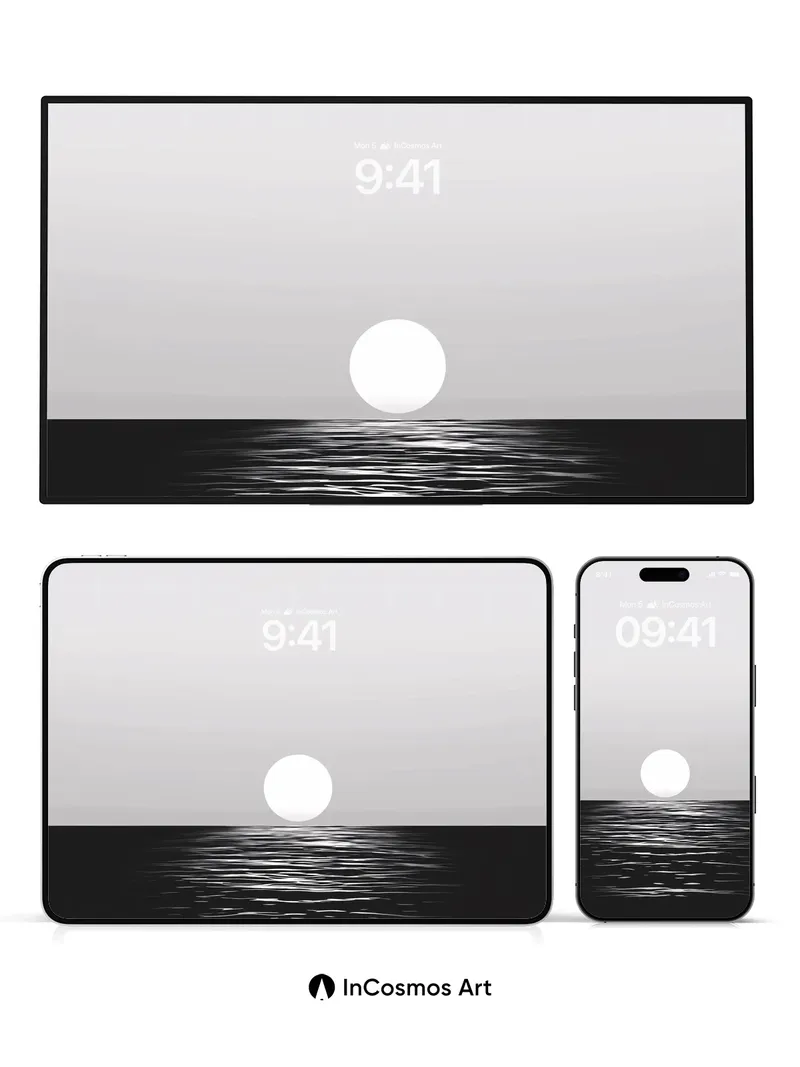 Serenity Horizon Wallpaper with Lunar Glow