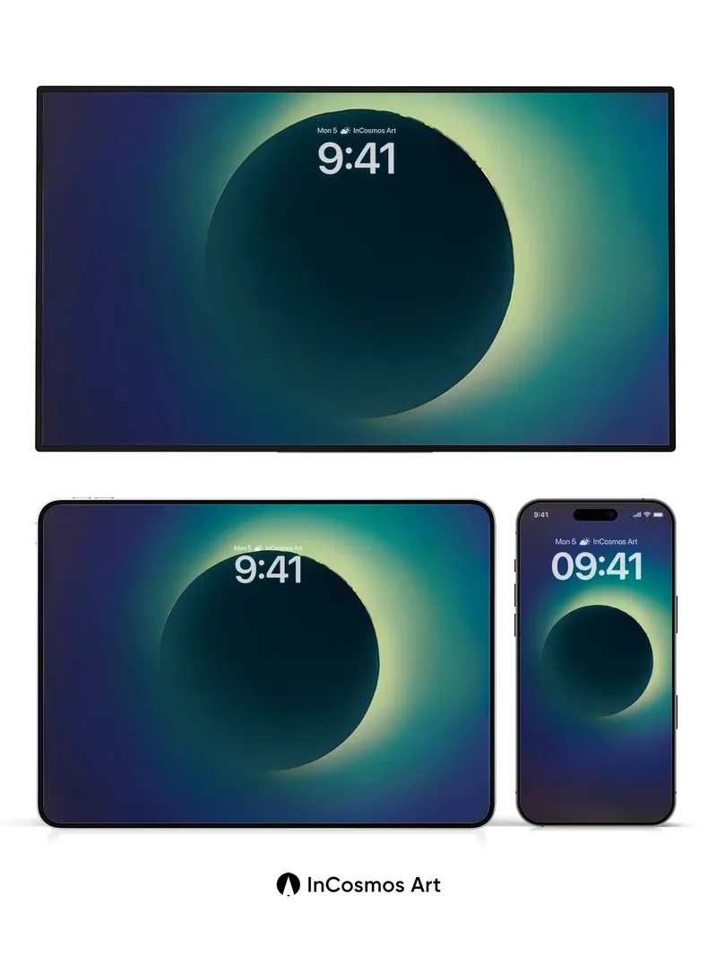 Ethereal Eclipse Wallpaper with Neon Halo