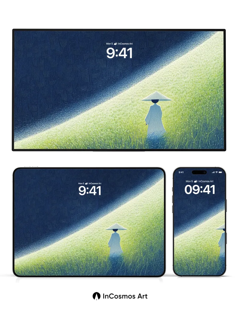 Serenity Slope Wallpaper with Lone Figure