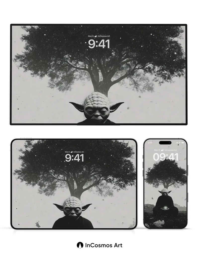 Serenity Grove Wallpaper with Starlit Roots