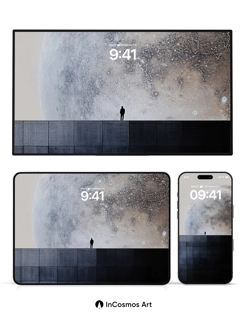 Lonely Horizon Wallpaper with Lunar Gaze