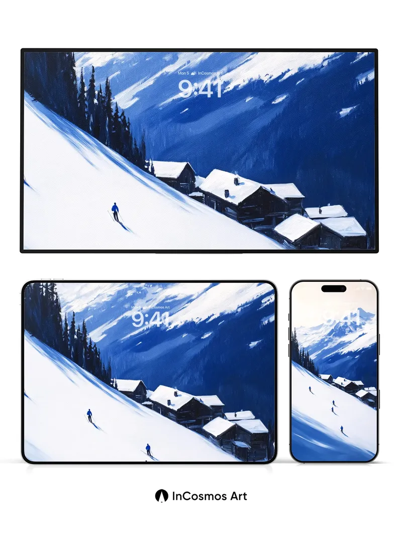 Silent Alpine Wallpaper with Snow-Blown Lines