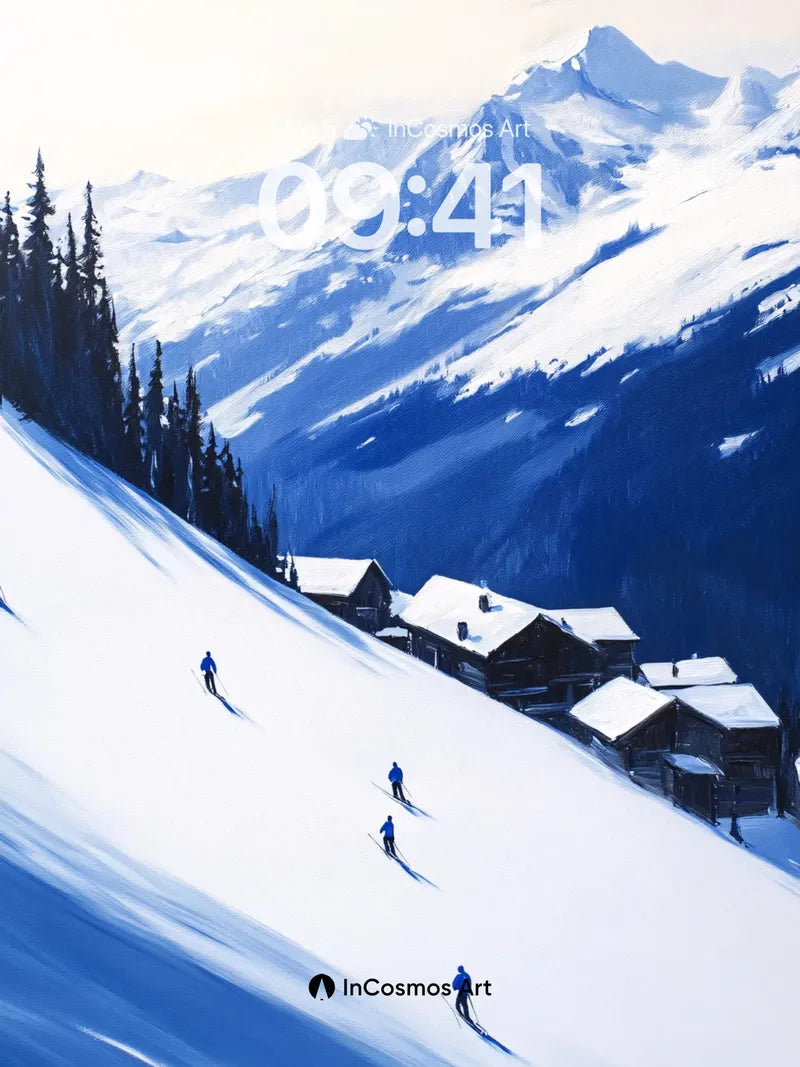 Silent Alpine Wallpaper with Snow-Blown Lines