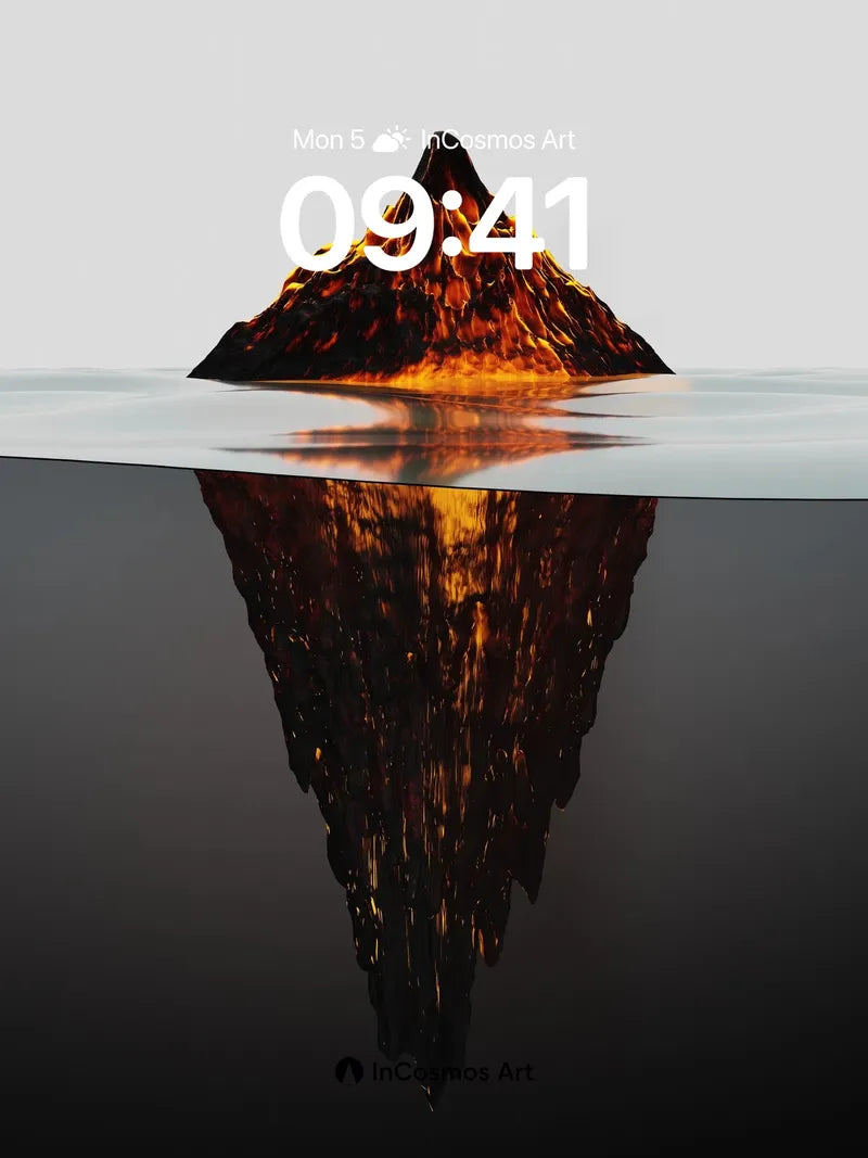 Volcanic Mirage Wallpaper with Liquid Reflection wallpaper for iPhone, iPad & Mac