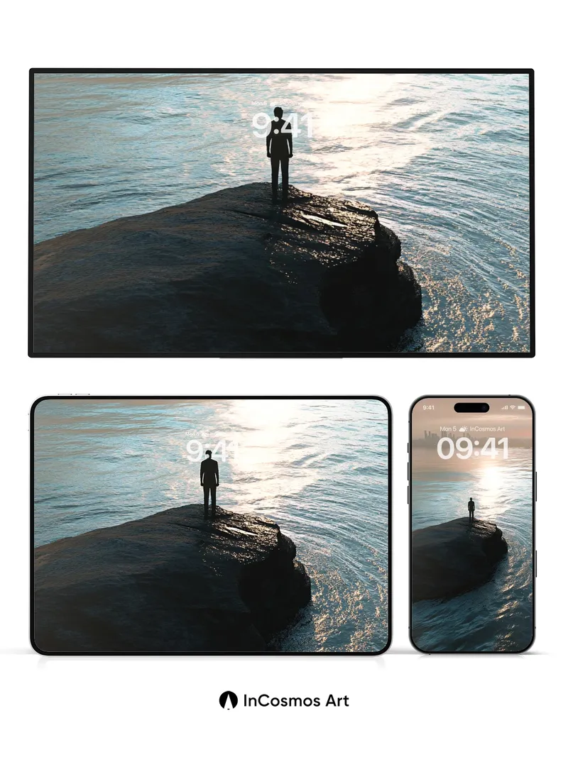 Solitary Horizon Wallpaper with City Silhouette