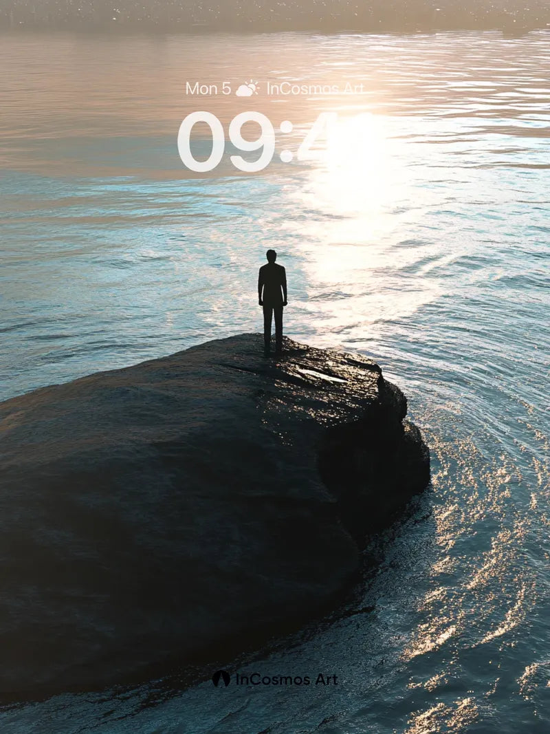 Solitary Horizon Wallpaper with City Silhouette