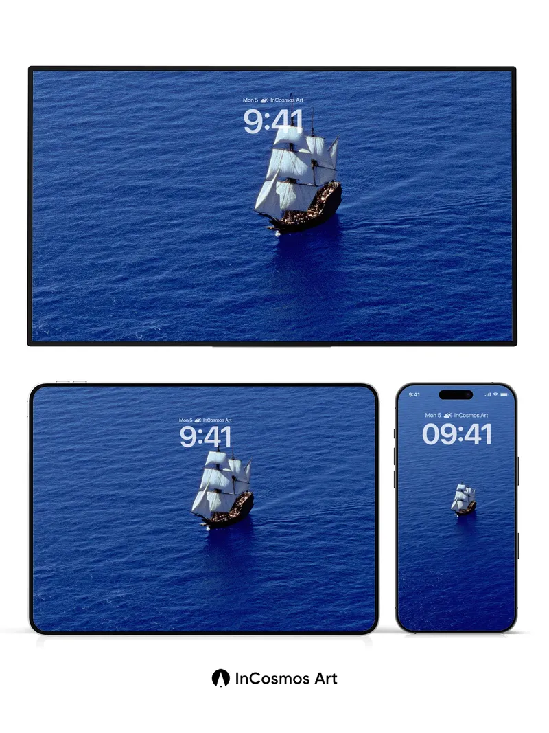 Serenity Sail Wallpaper with Midnight Ocean