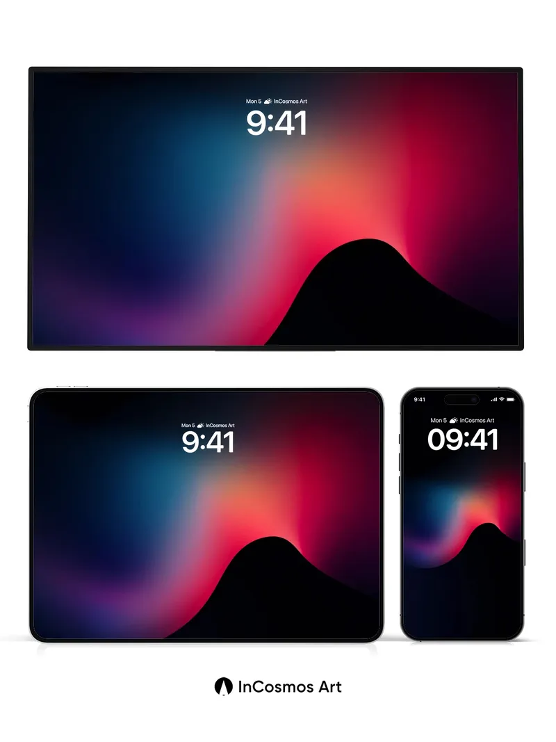 Neon Veil Wallpaper with Shadowed Ridge