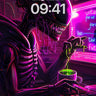 Neon Nightmare Wallpaper with Alien Typist wallpaper for iPhone, iPad & Mac