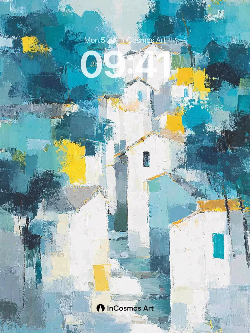 Cobalt Whisper Wallpaper with Sunlit Villages