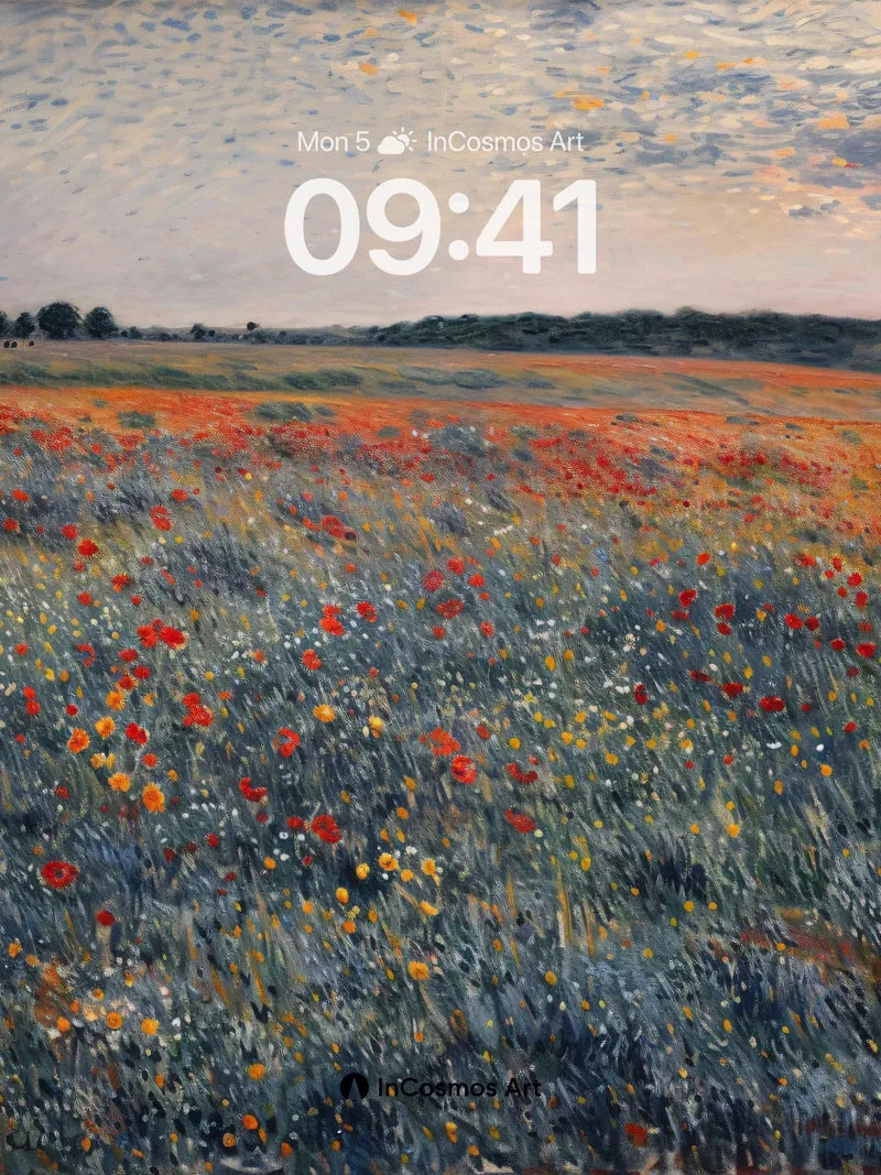 Whispering Poppy Fields Wallpaper with Monet's Brush