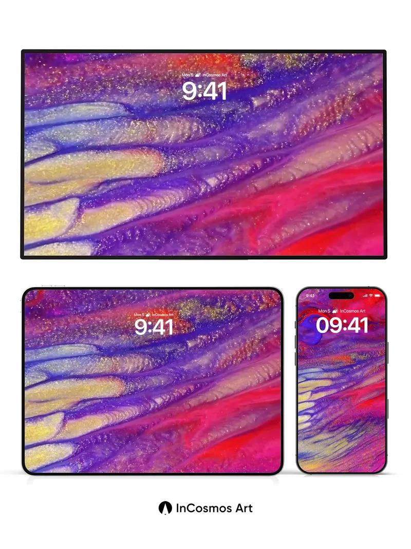 Cosmic Pulse Wallpaper with Glittering Veins