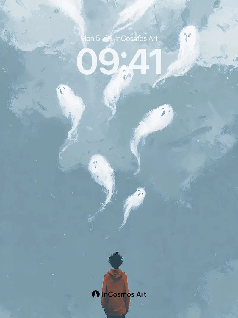 Whispering Spirits Wallpaper with Floating Ghosts wallpaper for iPhone, iPad & Mac