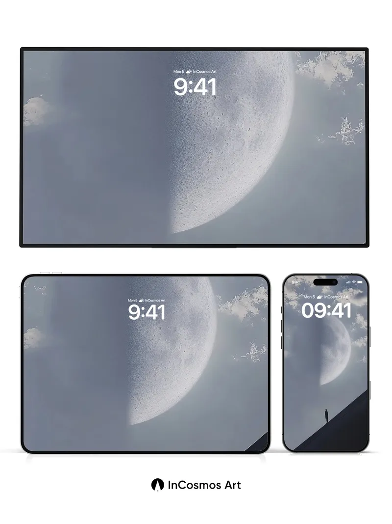 Silent Moonwatcher Wallpaper with Architectural Edge