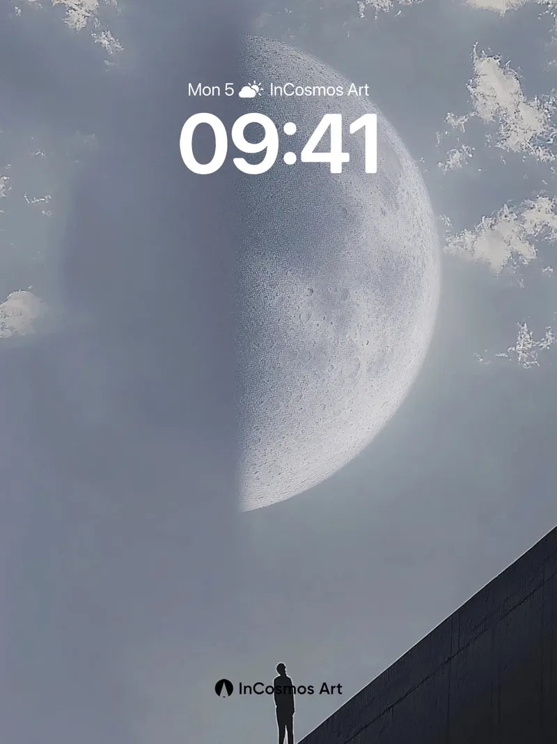 Silent Moonwatcher Wallpaper with Architectural Edge