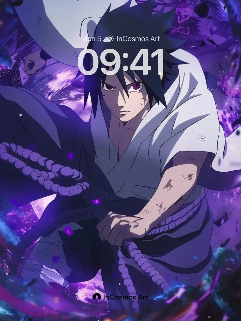 Void-Clad Ninja Wallpaper with Cosmic Chains