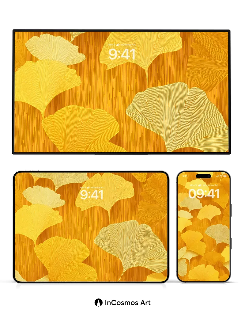 Golden Ginkgo Wallpaper with Sunlit Veins