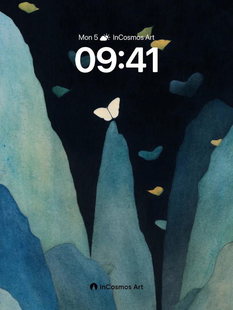 Nocturnal Echo Wallpaper with Floating Wings